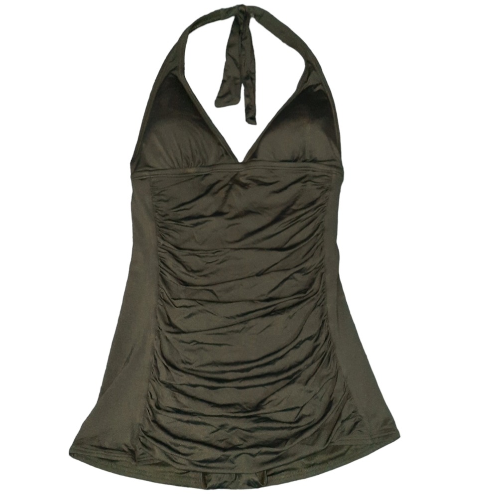 Coco Rave Black Retro Glam Ruched Swimsuit SZ M 34C